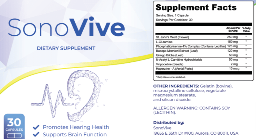 Sonovive supplement facts